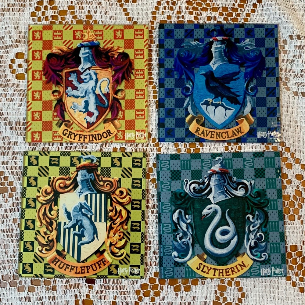 Harry Potter Hogwarts House Crests Glass Coasters